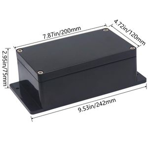 Scatola di giunzione in plastica ABS impermeabile IP65 7.87 X4 Nera con alette di fissaggio, custodia per progetti elettrici e pressacavi - Product Image 2