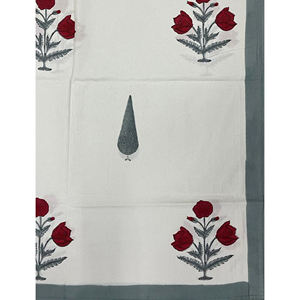 ผ้าปูที่นอนคู่สีขาวลายบัตต้าพิมพ์ลายด้วยมือ ผ้าฝ้าย 200 เส้นด้าย ลายเรขาคณิต ระบายอากาศได้ดี เหมาะสำหรับใช้ในบ้าน โรงแรม และงานตกแต่ง - Product Image 2