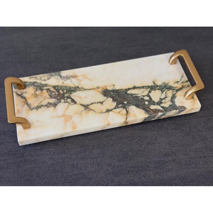 Magnifique plateau de service en marbre avec poignée en laiton doré, accessoire décoratif pour la maison, les mariages et les hôtels, plateaux en laiton et en marbre - Product Image 5