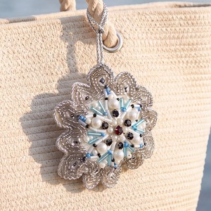 Snowflake Multicolor Beads Satin Bag Charm Handmade Inlay Technique Purse Accessory for Handbag Tote Bag <b>Shoulder</b> Women usage - Product Image 2
