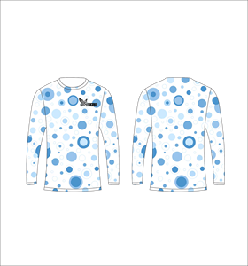 Camiseta Deportiva Sublimada de Manga Larga Personalizada, Ligera, Transpirable, con Diseño de Puntos Azules - Product Image 1
