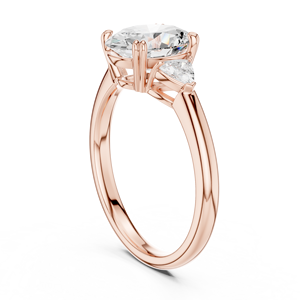 Anillo de Compromiso Art Deco de Tres Piedras con Corte Ovalado de Moissanita, Oro Rosa, Acero Inoxidable, Certificado GRA, Unisex, para Propuesta de Matrimonio - Product Image 3
