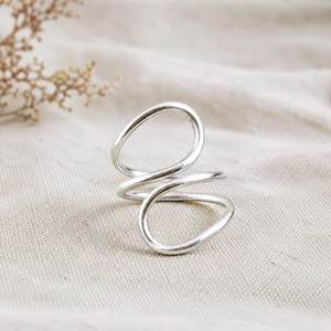 925 Sterling <b>Silver</b> Spiral Swan <b>Adjustable</b> Minimalist Bezel Setting Rose Gold Plated Engagement <b>Ring</b> Unisex Wholesale Handmade - Product Image 2