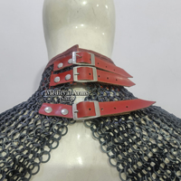Collier de chaîne médiévale en acier doux avec anneau en laiton, motif en zig-zag, gorgue de chevalier, armure pour adulte unisexe, reconstitution historique