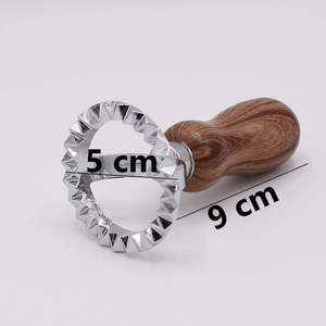 Round <b>Dessert</b> Pastry Dumpling Wrapper Mold Small Wooden Handle Dough Press Kitchen Tool Durable Reusable - Product Image 1