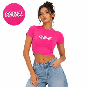 Nouveau T-shirt femme brodé en relief, couleur unie, coupe ajustée, crop top léger en coton personnalisé, toutes saisons, streetwear - Product Image 4