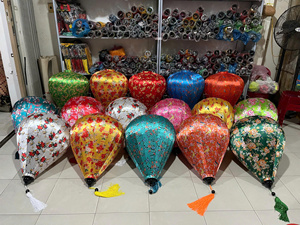 Lanternes en soie jacquard, lanternes en bambou, éclairage décoratif pour jardin, patio, mariage, lanternes en soie du Vietnam - Product Image 4