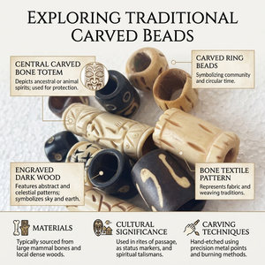 Coniferhandmades - Cuentas de Hueso Negro Natural Talladas a Mano con Orificio Grande, Separadores de Joyería Sostenibles, Componentes Artesanales Pulidos - Product Image 6