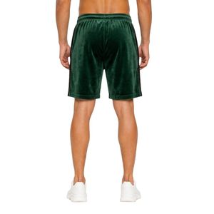 Custom Forest Breathable Velvet <b>Shorts</b> Above Knee Length Side <b>White</b> Ribbons Slit Pockets Stretchy Poly Fabric Velour <b>Shorts</b> - Product Image 2