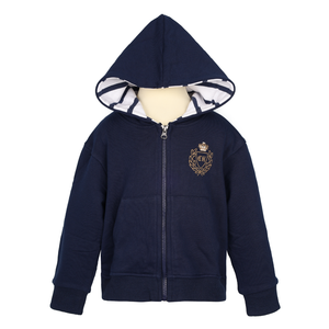 Sudadera con capucha Mabell Unisex, nueva moda, 100% algodón, cremallera, lista para enviar, bordado a máquina, patrón de rayas, ropa para niño y niña - Product Image 1