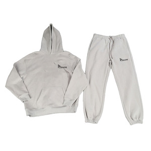 ชุดวอร์มผ้าฝ้ายหนา 450GSM |   ชุดเซ็ตเสื้อฮู้ดดี้โอเวอร์ไซส์และกางเกงจ็อกเกอร์ผ้าฟลีซคอตตอน 100% แบบสั่งทำ - Product Image 5