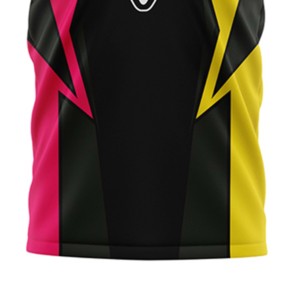 Maillot de football pour homme rose, jaune et noir, col en V, manches courtes, impression sublimée, séchage rapide, coupe classique, vêtements de sport pour adultes - Product Image 4