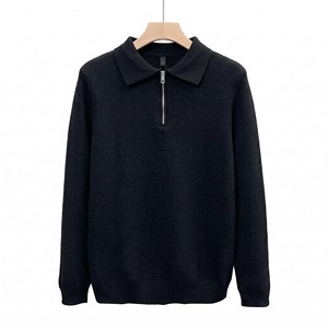 <b>Men's</b> Solid Color Turn-down Collar 1/4 Zipper Knit Pullover <b>Long</b> Sleeve Sweater Winter Casual Wear - Product Image 3