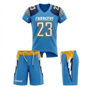Conjunto de Uniforme de Fútbol Americano Personalizado con Bordado, Número Cosido en Tela Twill, Jersey y Pantalones Cortos Sublimados 7v7, Traje Deportivo Transpirable - Product Image 1