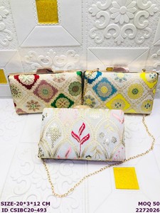 Wholesale Craftstages International Women Solid <b>Clutch</b> Bag Chain | Designer <b>Wedding</b> Party Evening Handbag 1-1.9L Capacity Satin - Product Image 1