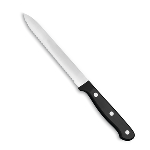 Professional 5 Inch Serrated Utility <b>Knife</b> with Black Triple Rivet Handle Stainless Steel Blade for <b>Bread</b> Fruit Tomato Vegetable - Product Image 3