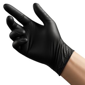 Gants jetables en nitrile noir 4,5 mil, bouts des doigts texturés, sans poudre, sans latex, qualité alimentaire, résistants aux perforations - Product Image 1