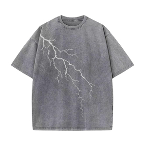 T-shirt en tricot surdimensionné pour homme avec logo imprimé sur le devant, manches courtes, col rond, style streetwear, 100% coton, respirant - Product Image 3