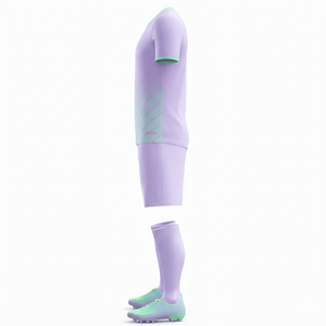Conjunto de Camiseta de Fútbol Morada para Hombre, Cuello en V, Manga Corta, Poliéster que Absorbe la Humedad, Ropa Deportiva para Todas las Temporadas, Diseño Degradado - Product Image 3