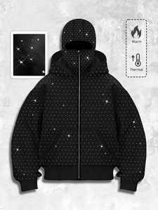 Cagoule d'hiver épaisse de haute qualité avec strass, design uni, double couche polyester/coton, écologique, logo personnalisé - Product Image 3