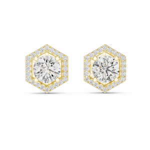 Boucles d'oreilles élégantes en diamants de laboratoire, finition or, scintillantes, pour femmes, pour les soirées, bijoux fins, accessoire de créateur - Product Image 1