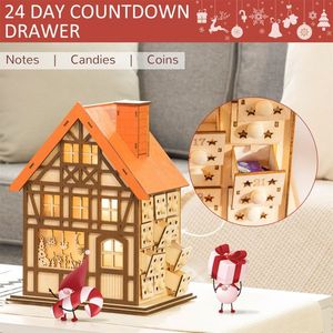 Calendario dell'Avvento Natalizio a Forma Quadrata, Babbo Natale 3D con Caramelle, Decorazione per la Casa in Cotone e MDF, Forniture in Sacchetti - Product Image 6