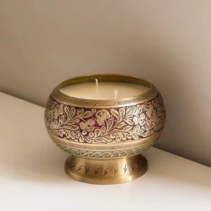 Meena Work Candle Jar Unique Round Candle Jar Metal Candle Jar With Soy Wax for Christmas Home Decoration - Product Image 4