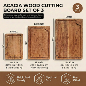 Heavy-Duty Solid Wood Eco-Friendly Cutting Board <b>Set</b> 3-Piece Non-Toxic Dishwasher Safe Kitchen Chopping Boards Deep Juice - Product Image 2