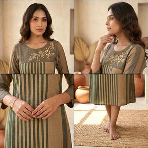 Premium Quality Handwoven Cotton <b>Kurti</b> for Women Breathable Lightweight Ethnic Casual Wear Office Daily Use Tunic Top For Sa - Product Image 3