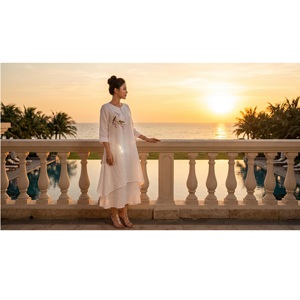 Vestidos Casuales de Mujer, Marca H.NEA, Corte en A, de Seda y Lino Importados de Alta Calidad, Transpirables y Ecológicos, de Vietnam - Product Image 5