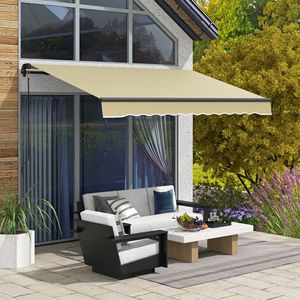 Tenda Parasole Retrattile Beige 10x8 Piedi, Protezione UV 280gsm, Tenda Antivento per Terrazze, Balconi e Giardini, con Staffe per Terrazze 5m - Product Image 2