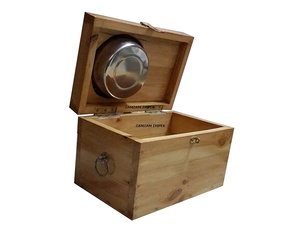 Estación de alimentación de madera independiente para perros con almacenamiento incorporado, organizador de cuencos de comida elevado de diseño moderno de madera Natural pulida - Product Image 3