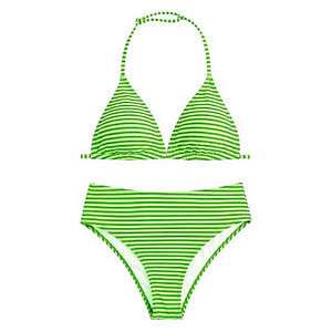Women Striped Halter Bikini <b>Set</b> Red White Spandex Polyester Stretch Swimwear <b>Two</b> <b>Piece</b> Hipster Bottoms Breathable Beachwear Suit - Product Image 2