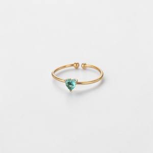 Anillo Abierto Ajustable de Latón Chapado en Oro con Corte de Corazón y Piedra de Topacio Azul Cuarzo Creado en Laboratorio, Joyería Minimalista Apilable de Moda para Mujer - Product Image 1