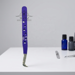 Pince à épiler bleu roi à pointe courte pour extensions de cils, personnalisable avec logo, pour artistes en extensions de cils - Product Image 4