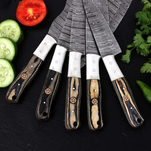 Ensemble de couteaux de chef en acier Damas fait main, hachoir à viande, manche en bois Pakka bicolore, ensemble de cuisine, fabricant d'usine - Product Image 3