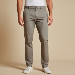 Pantalón chino clásico para hombre, corte regular, material de sarga de algodón suave, diseño versátil, ideal para la oficina, fines de semana y salidas nocturnas. - Product Image 5