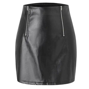Women's Salva <b>Leather</b> High Waist PU <b>Leather</b> Pencil <b>Skirt</b> Solid Color Side Zipper <b>Mini</b> Elegant Breathable Slit Autumn - Product Image 1