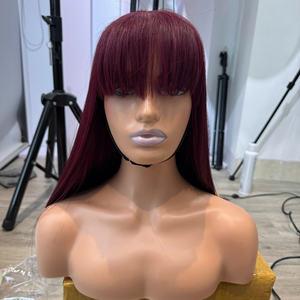 Peluca de Lujo Borgoña con Flequillo, Cabello Humano Súper Doble Trama, Virgen Vietnamita Crudo Premium, Envío Rápido, Extensiones de Cabello de Calidad de Lujo - Product Image 2