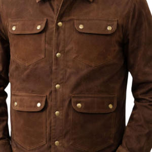 เสื้อแจ็คเก็ตผู้ชายคุณภาพสูง ระบายอากาศได้ดี เหมาะสำหรับฤดูหนาว ผลิตจากผ้าแคนวาสเคลือบแว็กซ์ 100% ผ้าฝ้าย พร้อมกระเป๋าหน้าสี่ช่อง - Product Image 4