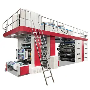 Automatic flexo printing machine 8 Color Roll To Roll Central Durm for Plastic Film printing