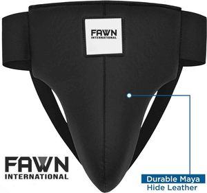 Protège-entrejambe en cuir souple Fawn International pour le kick-boxing, le karaté, l'entraînement de boxe et l'équipement de combat - Product Image 2