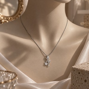 Collier pendentif dauphin en argent sterling 925 avec pierre précieuse transparente, bijou animal marin, cadeau pour filles et femmes - Product Image 2
