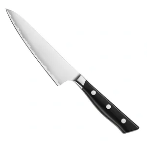 5 Inch Fine Edge Prep <b>Knife</b> Silver Hammered Blade Black Riveted Handle Kitchen Utility <b>Knife</b> for Fruit Vegetable <b>Slicing</b> Cook - Product Image 4