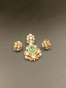 Gold Plated Silver Ethnic <b>Statement</b> <b>Necklace</b> & Earrings Set for Women's Engagement Jewelry - Product Image 6