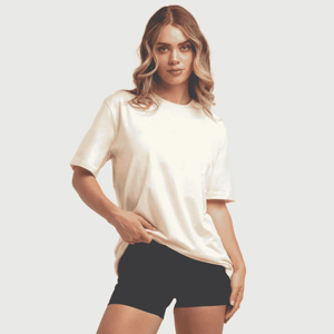 เสื้อยืดสตรีทแวร์ผู้หญิง ผ้าหนา ระบายอากาศดี สวมใส่สบาย ทรงโอเวอร์ไซส์ ผ้าฝ้าย 100% ราคาสมเหตุสมผล รับผลิตแบบ OEM - Product Image 1