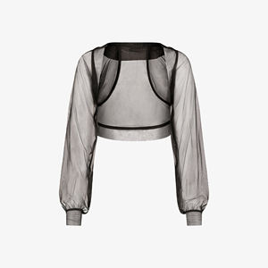 Bolero de malla de manga larga personalizado de alta calidad, sexy, transparente, de punto, ajustado, con frente abierto para mujer, bolero corto de malla. - Product Image 6