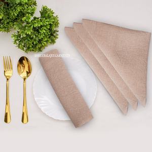 Serviettes de table carrées en lin 100% crème, faites à la main, écologiques, teintes, réutilisables, tissu moderne, coton pour la maison et le mariage - Product Image 1