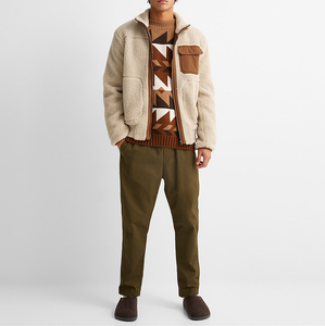 2026 New Digital Printing Eco-Friendly Color Block Stand Collar 1/4 Zip <b>Sherpa</b> Fleece Pullover <b>Hoodie</b> for Men - Product Image 2