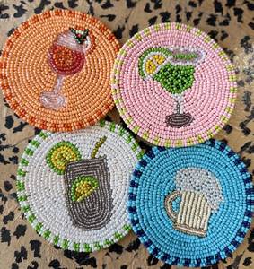 Posavasos de Cuentas Hechos a Mano xury para Mesa de Café, Decoración de Comedor, Juego de Posavasos con Bordado Artesanal - Product Image 1